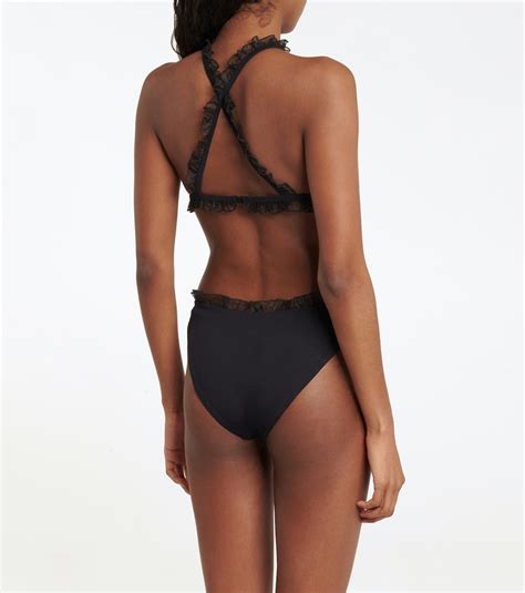 Ruffled Bikini Bottoms In Black Giambattista Valli Mytheresa