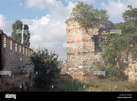 Ruins Of The Walls Of Constantinople The Famous Double Line Of The