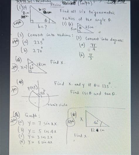 Solved Find All Six Trigonometric Ratios Of The Angle