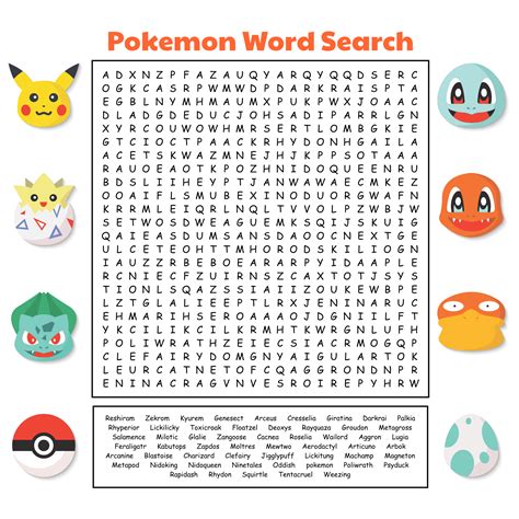 Pokemon Word Search Printable