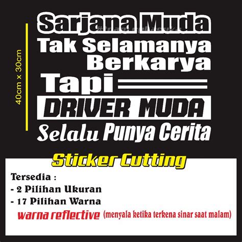 Jual Stiker Cutting Sarjana Muda Dan Driver Muda Sticker Kaca Body