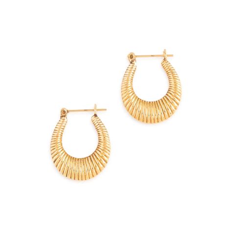 Vintage Ribbed 14k Gold Hoop Earrings