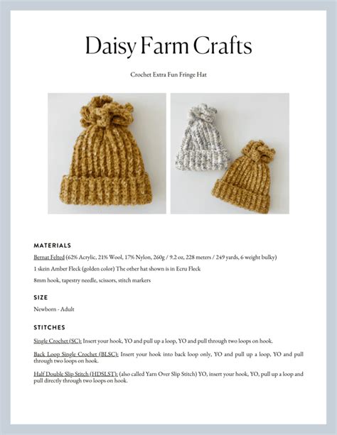 Crochet Extra Fun Fringe Hat Daisy Farm Crafts