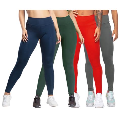 Kit 4 Calça Leg Suplex Feminina Fitness Academia Legging Feminina