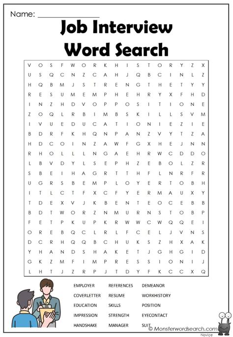 Job Interview Word Search Monster Word Search