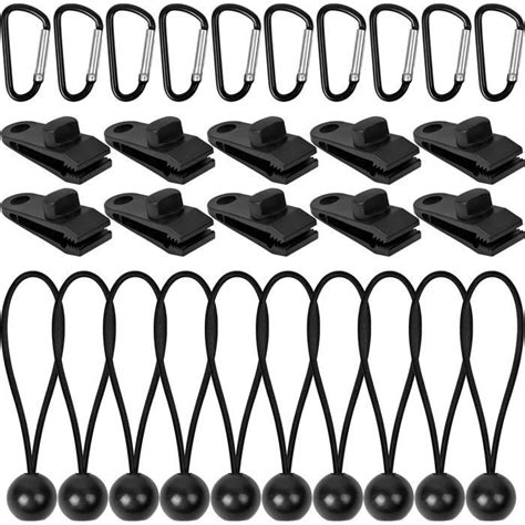 10 PCS Clips de Bâche Noir Pinces pour Bache Reutilisable Robuste Clip