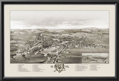 Hartland, Maine 1896, Historic Map, Restored, Bird’s Eye View | Birds ...