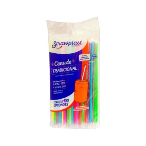 Canudo Tradicional Embalado 100 Unidades Strawplast