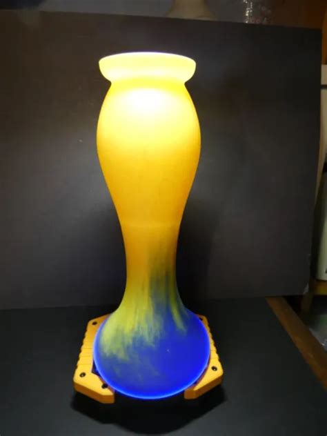 GRAND VASE En Pate De Verre Signe Vianne Hauteur 25 Cm Parfait Etat EUR