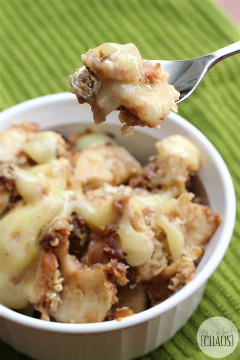 Slow Cooker Apple Crisp With A Warm Vanilla Sauce