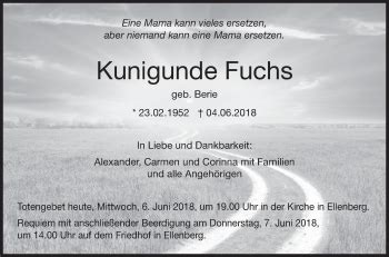 Traueranzeigen Von Kunigunde Fuchs Schwaebische De Trauerportal