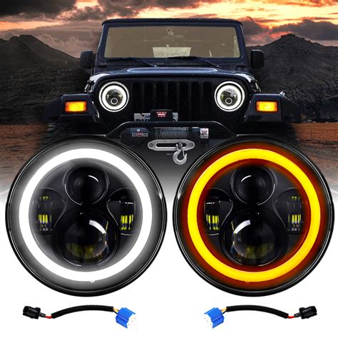 Doxmall Inch Led Halo Headlights With Turn Signal Amber White Drl