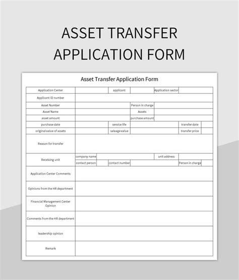 Asset Transfer Application Form Excel Template And Google Sheets File