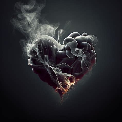 Corazón hecho de humo sobre un fondo oscuro ia generativa Foto Premium