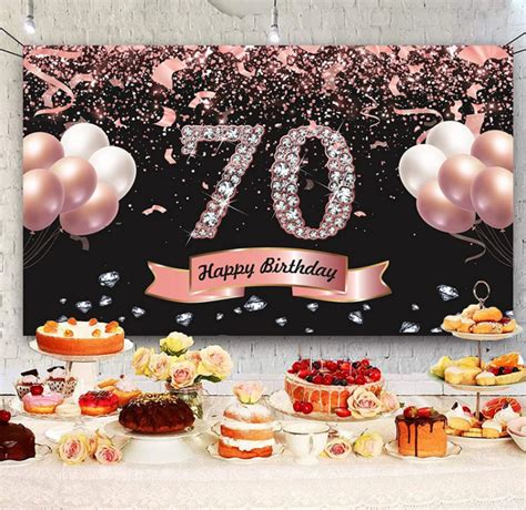 Alorca 70th Birthday Decorations Women 7 5ft Black And Rose Gold 70