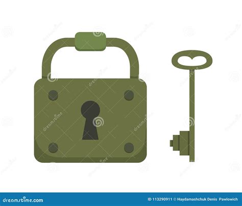 Vintage Key And Lock Vector Illustration Cartoon Padlock Secret