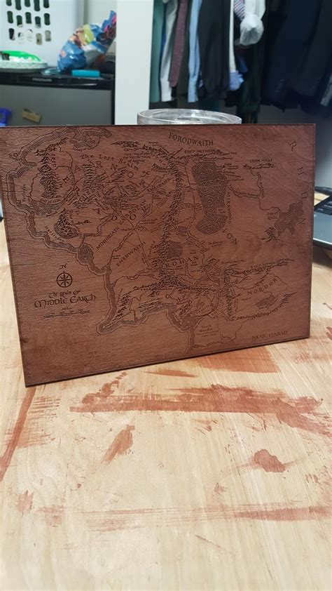 Wood Burned The Map Of Middle Earth What Do You Think Rlotr