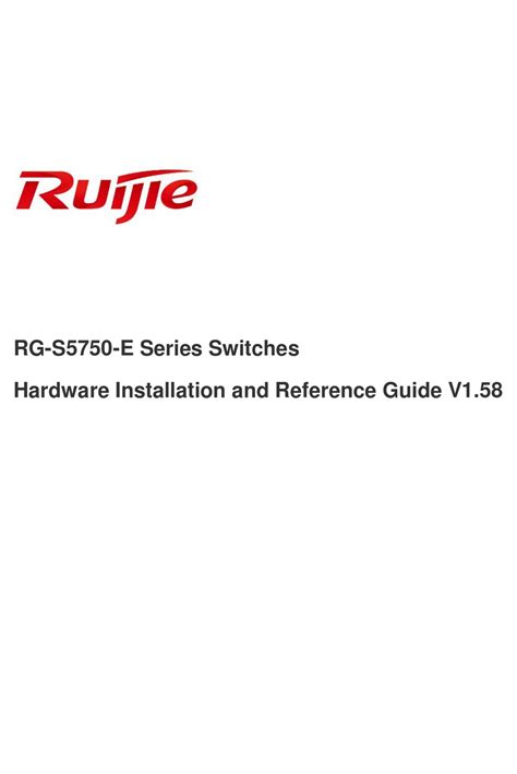 Ruijie Rg S E Series Hardware Installation And Reference Manual Pdf