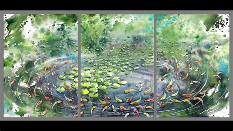 Koi Pond 14 X30 Triptych Watercolor By Sumiyo Toribe YouTube