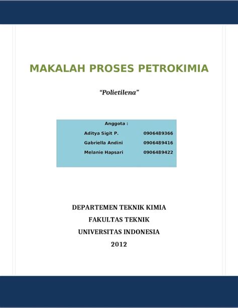 DOCX Makalah Proses Petrokimia Polietilene DOKUMEN TIPS