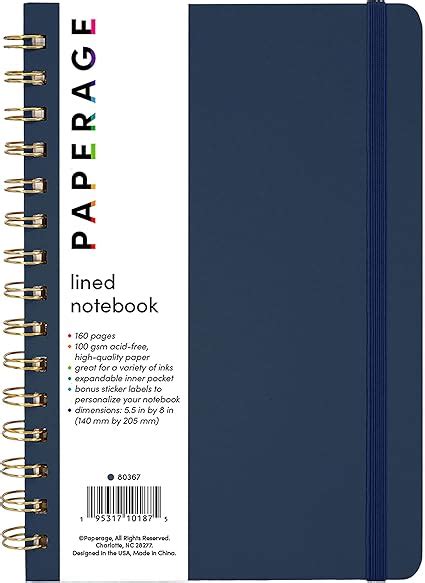 Amazon Paperage Lined Spiral Journal Notebook Indigo