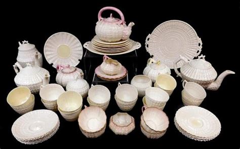 Lot China Belleek Irish Porcelain Fifty Nine Pieces Comprised From