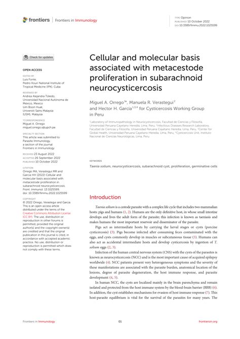 PDF Cellular And Molecular Basis Associated With Metacestode