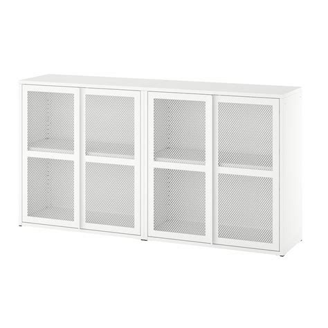 Ivar Cabinet With Doors White Mesh 160x30x83 Cm Ikea