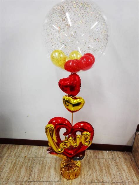 Globo Burbuja Personalizado Amor Y Amistad Rojo Y Dorado