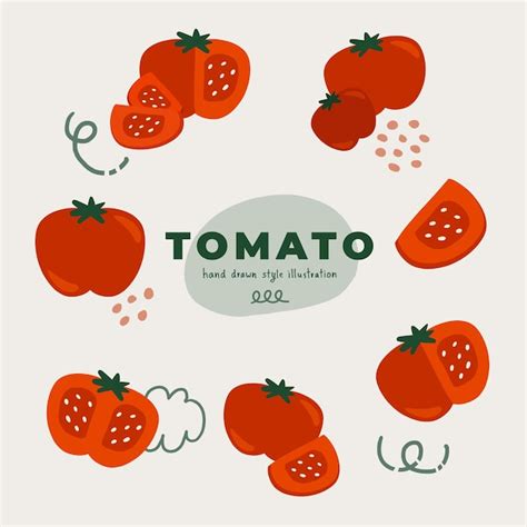 Un Conjunto De Iconos De Dibujos De Dise O De Tomate Doodlestyle