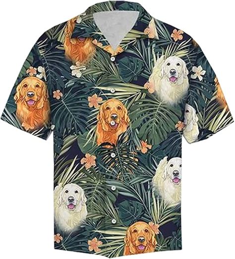 Dog Lover Hawaiian Shirts For Men Summer Button Down Mens Hawaiian