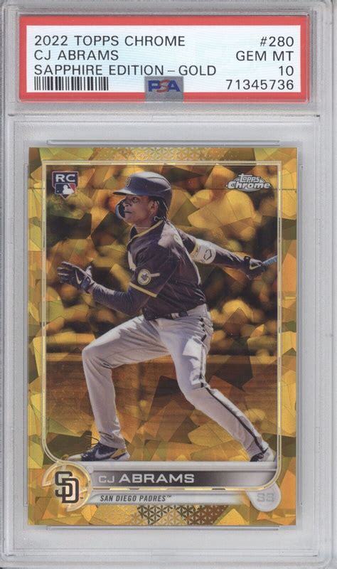 CJ Abrams 2022 Topps Chrome Sapphire Edition 280 Gold 50 Price Guide