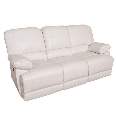 Corliving Lea White Bonded Leather Power Reclining Sofa With Usb Port Lzy 312 S The Home Depot