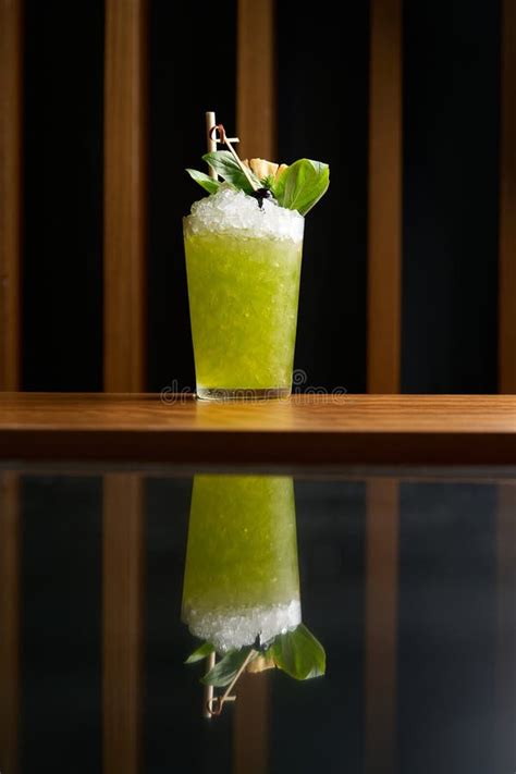 A Classic Mojito Cocktail On A Bar Counter Stock Image Image Of Cold