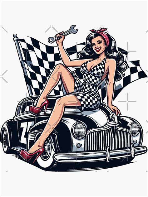 Hot Rod Pin Up Sticker For Sale By PulpVintage Redbubble