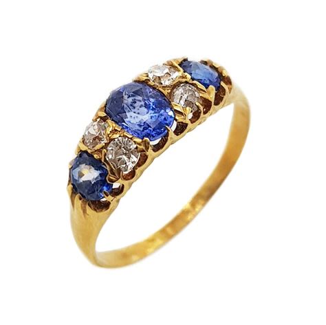 K Gelbgold Antik Saphir Diamant Ring Um Etsy De