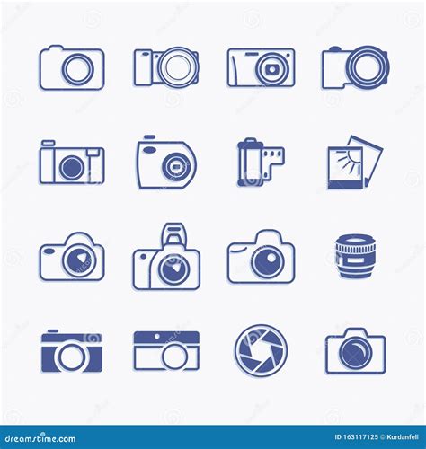 Camera Pictogram Icons Photography Line Vector Art Photo Symbols For