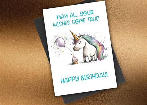 PRINTABLE Unicorn Happy Birthday Card, DIY Print Card, Unicorn Birthday ...