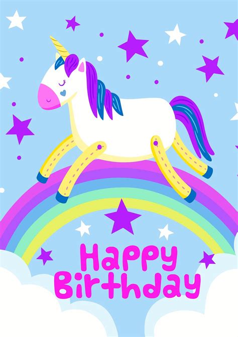 Unicorn Birthday Card Printable