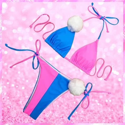 Pom Pom 2 Piece Bikini Set Pink Sugar Fashion