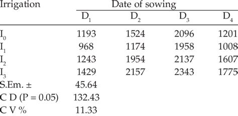 Interaction Effect Of Date Of Sowing And Irriga Tion Scheduling