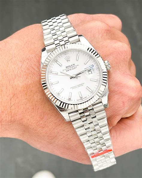 Rolex Datejust White Dial Fluted Bezel Jubilee