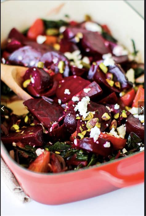 Roasted Beet Salad With Beet Greens Goat Cheese And Pistachios Amanda Haas Cooks