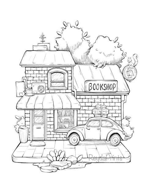 Adorable Storefront Coloring Printables Bundle Cute Storefronts