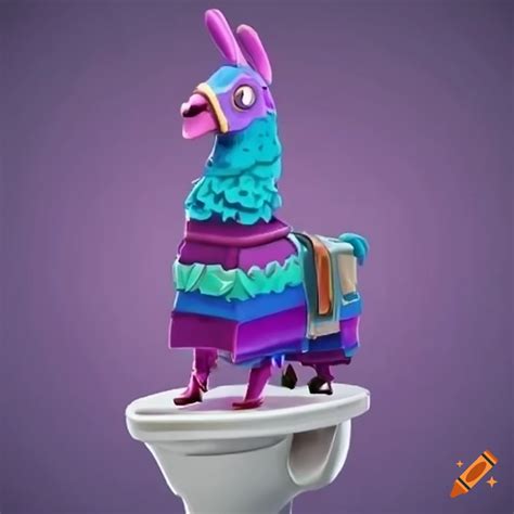 Fortnite Llama Sitting On A Toilet Funny Illustration On Craiyon