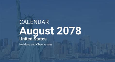 August 2078 Calendar – United States