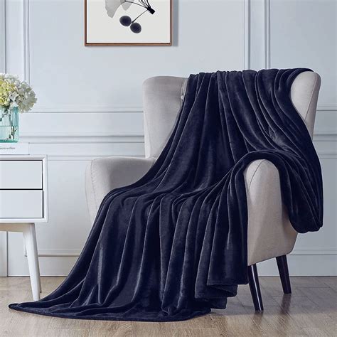 Walensee Ultra Soft Microplush Fleece Queen Blanket 90 X 90 Navy