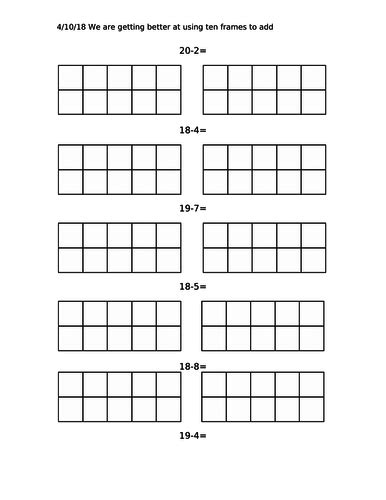 Subtraction With Ten Frames