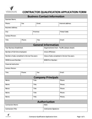 Fillable Online Contractor Qualification Application Form