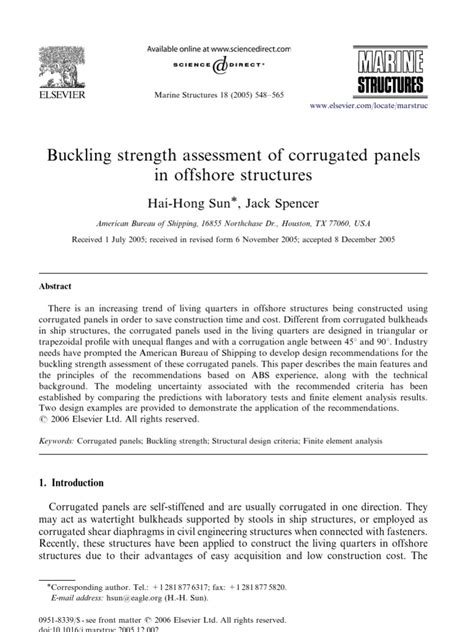 corrugated panel buckling check  buckling strength  materials